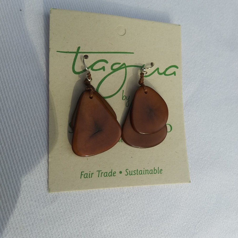 Walnut Tagua Earrings by Soraya Cedeno